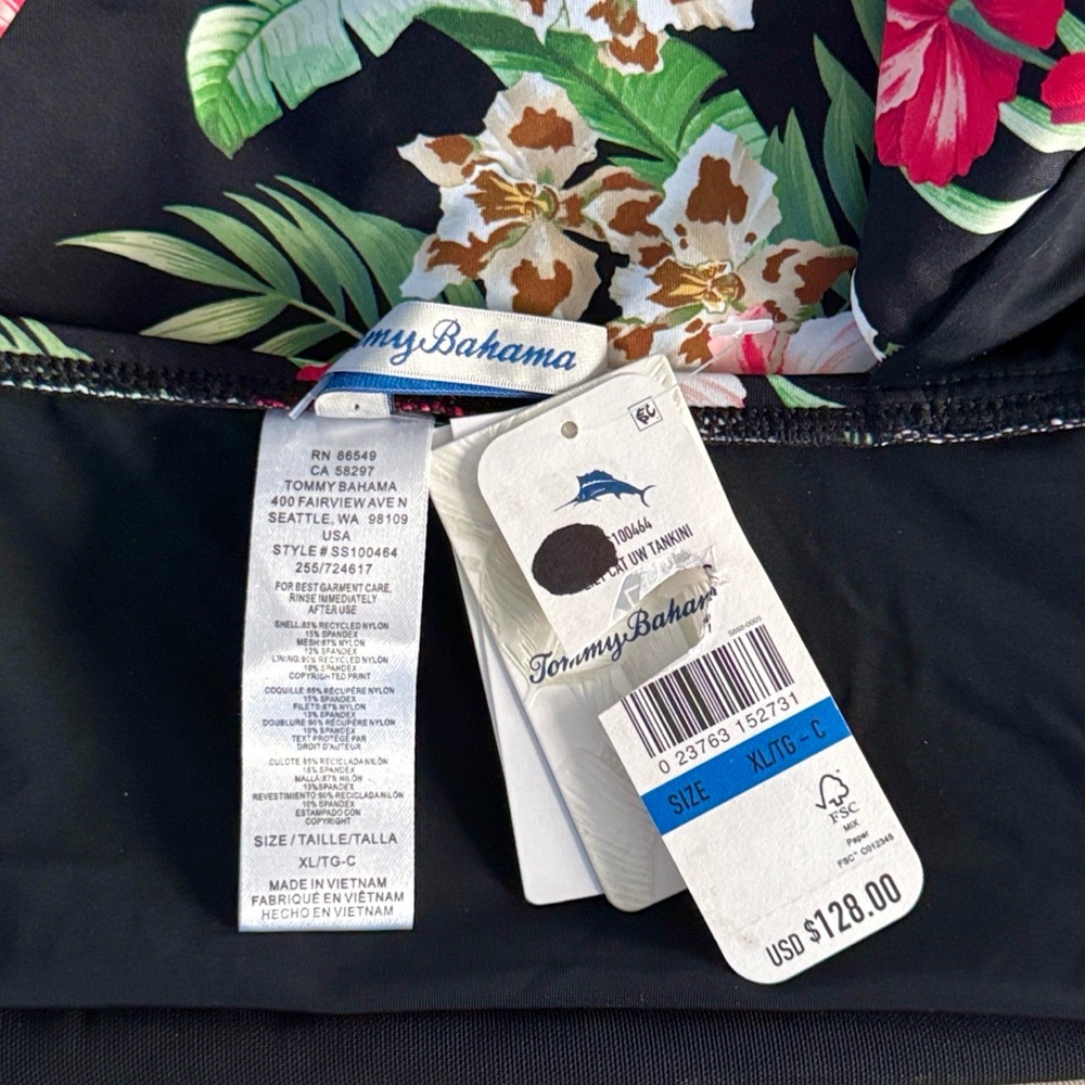 Tommy Bahama Lily Cat Underwire Tankini Top, C Cup - Picture 12 of 12